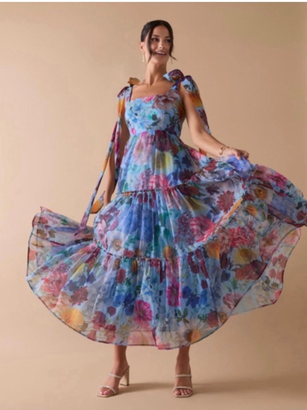Audrey Parks Francesca's Alahna Tie Strap Maxi Dress size L NWT